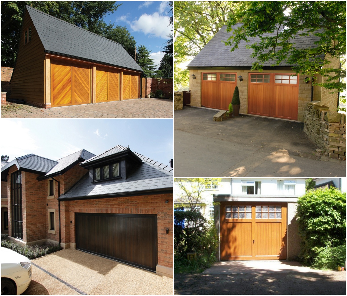 4 different styles of timber garage doors.